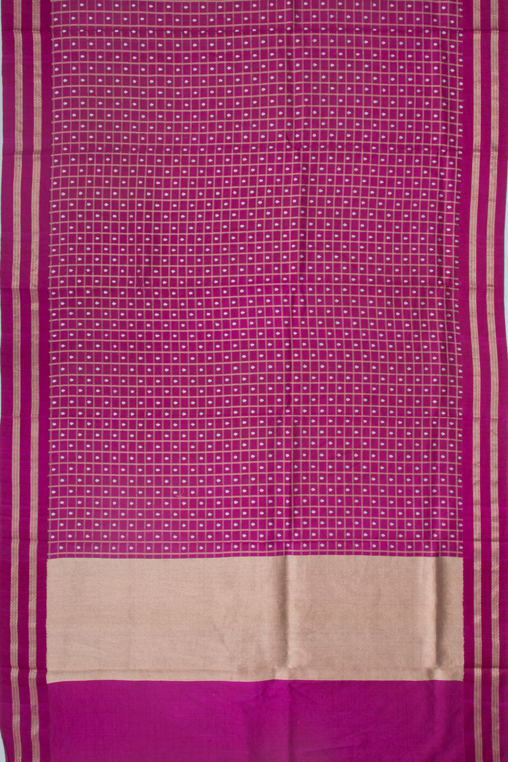Banarasi Silk Checks And Butta Purple Saree With Satin Border