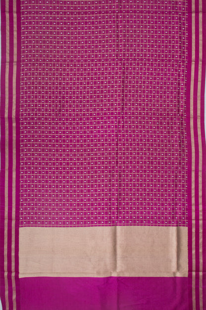 Banarasi Silk Checks And Butta Purple Saree With Satin Border