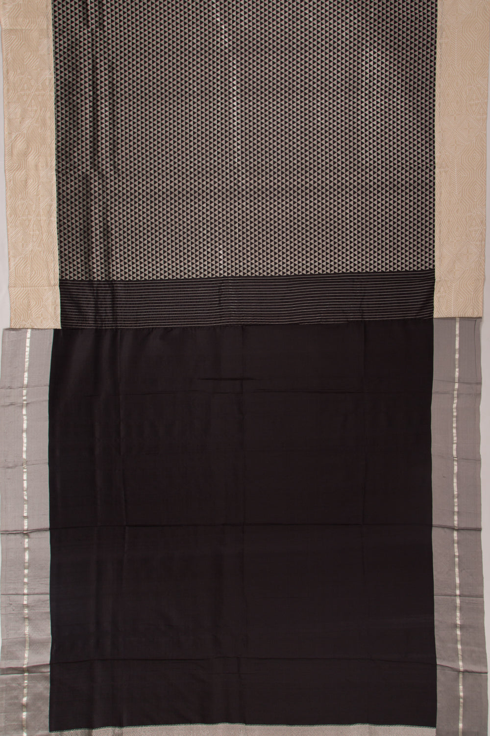 Kanchipuram Silk Brocade Black Saree With Attached Embroidered Border