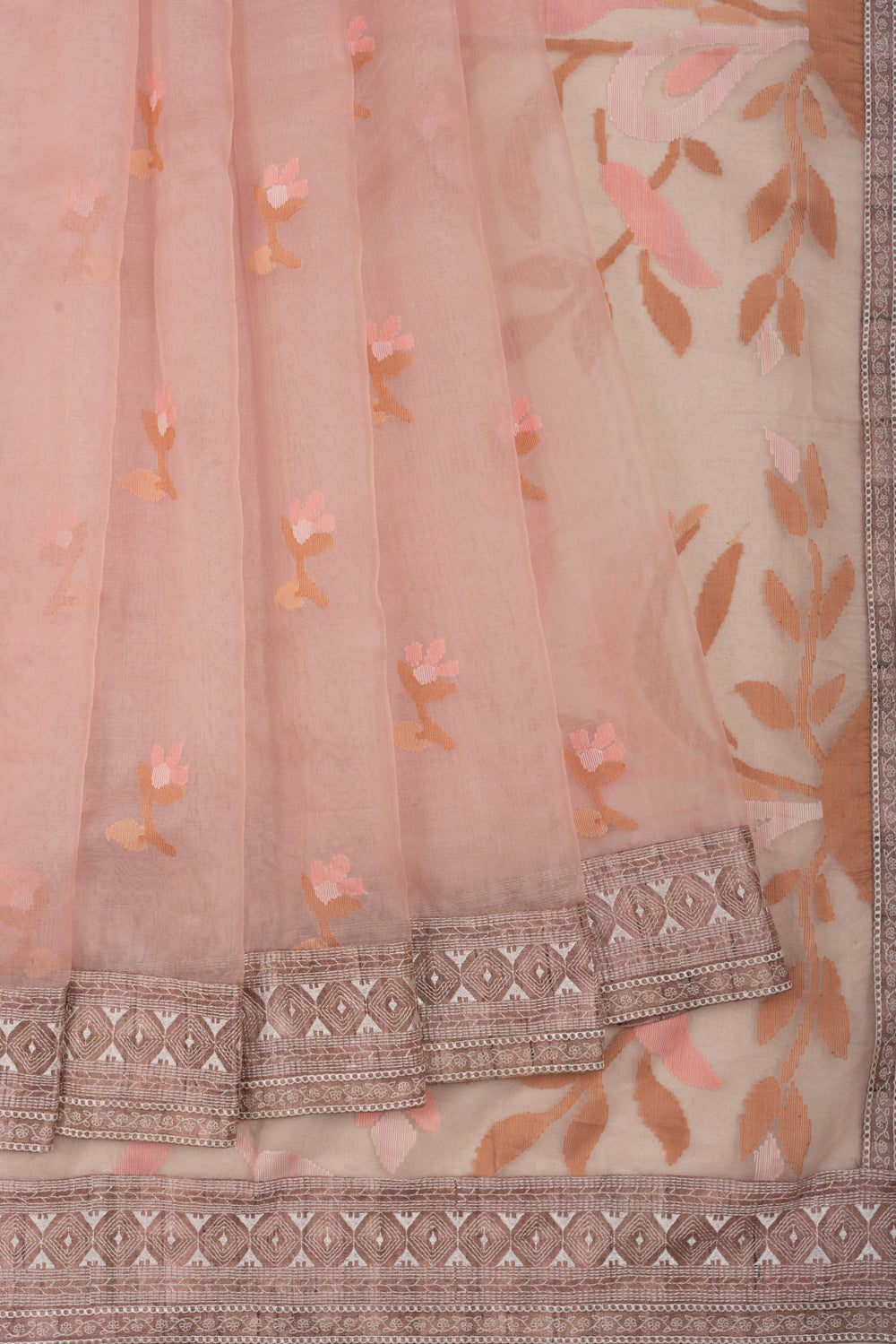 Dhakai Organza Butta Pink Saree