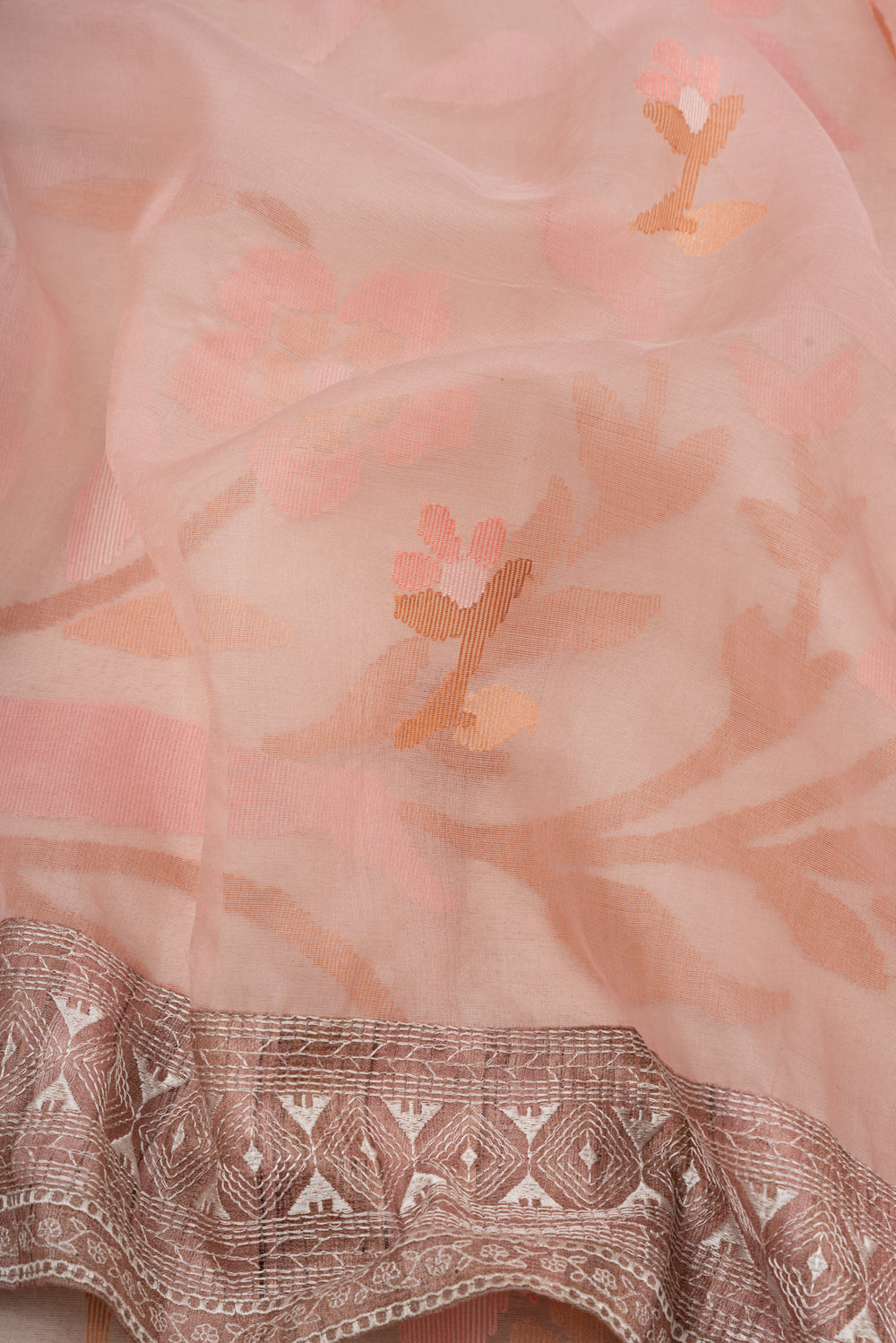 Dhakai Organza Butta Pink Saree