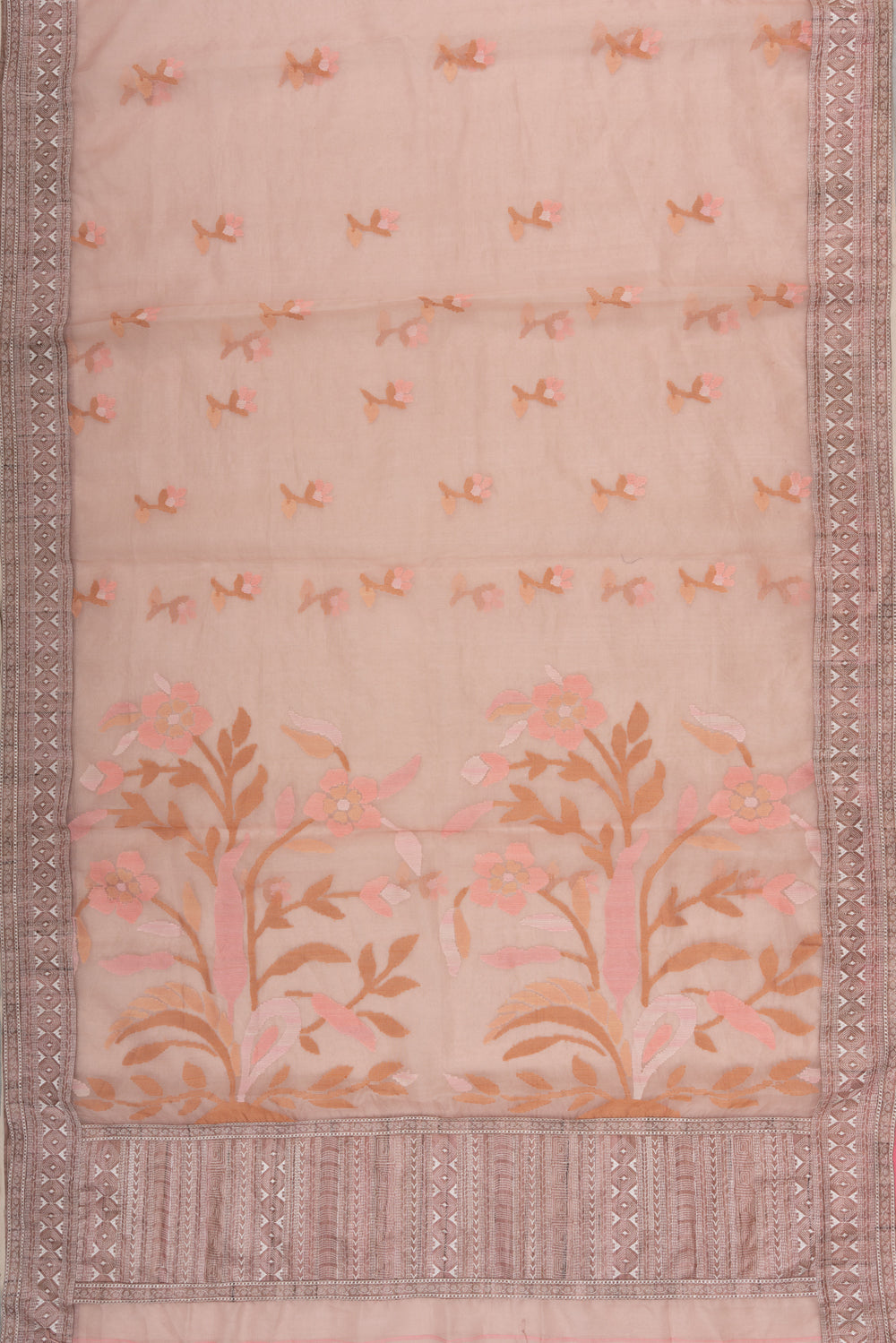 Dhakai Organza Butta Pink Saree
