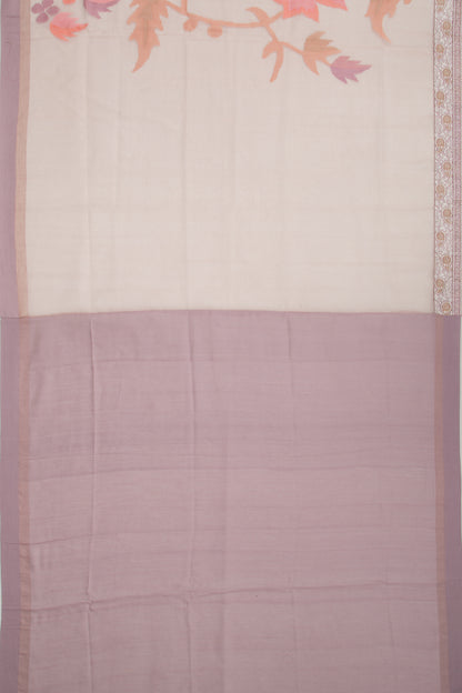 Dhakai Kora Organza Jamdani Lilac Saree With Attached Border