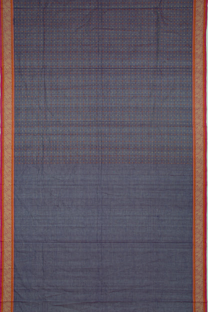 Kanchi Cotton Checks Dark Purple Saree