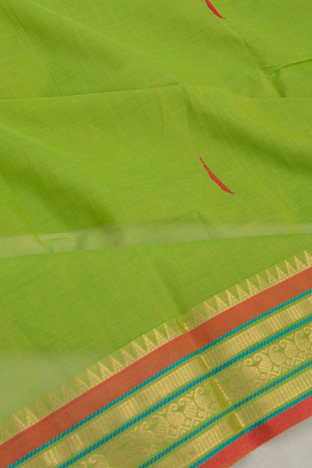 Chettinad Cotton Butta Green Saree