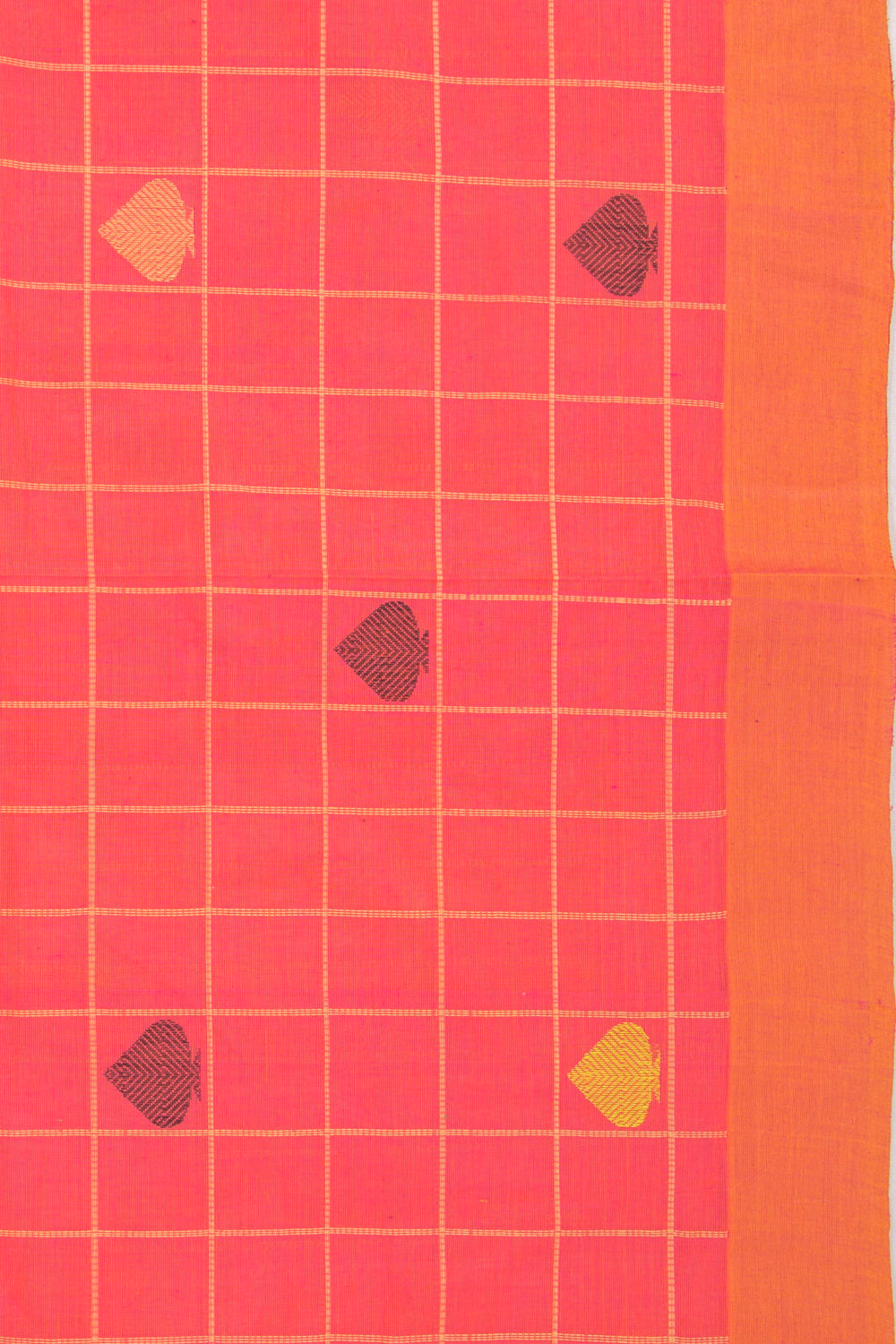 Chettinad Cotton Checks And Butta Crimson Pink Saree