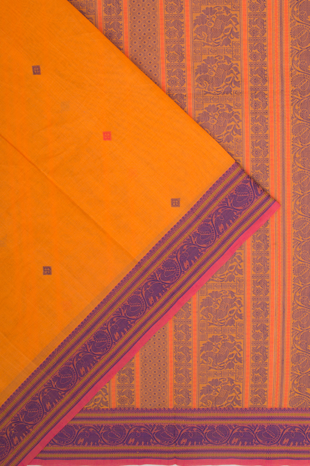 Chettinad Cotton Butta Orange Saree