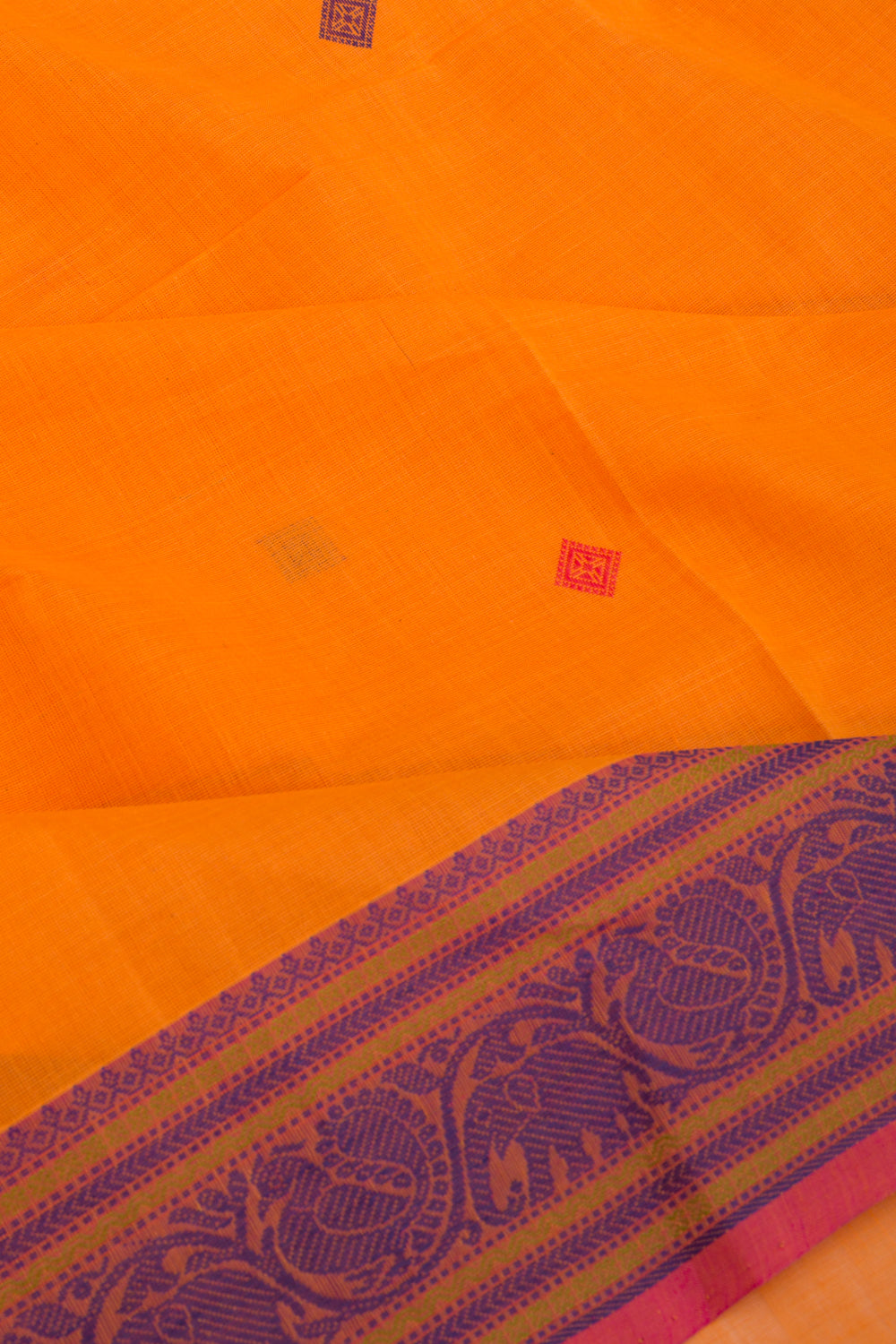 Chettinad Cotton Butta Orange Saree