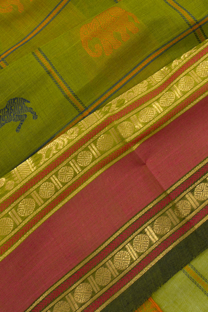 Chettinad Cotton Checks And Butta Green Saree