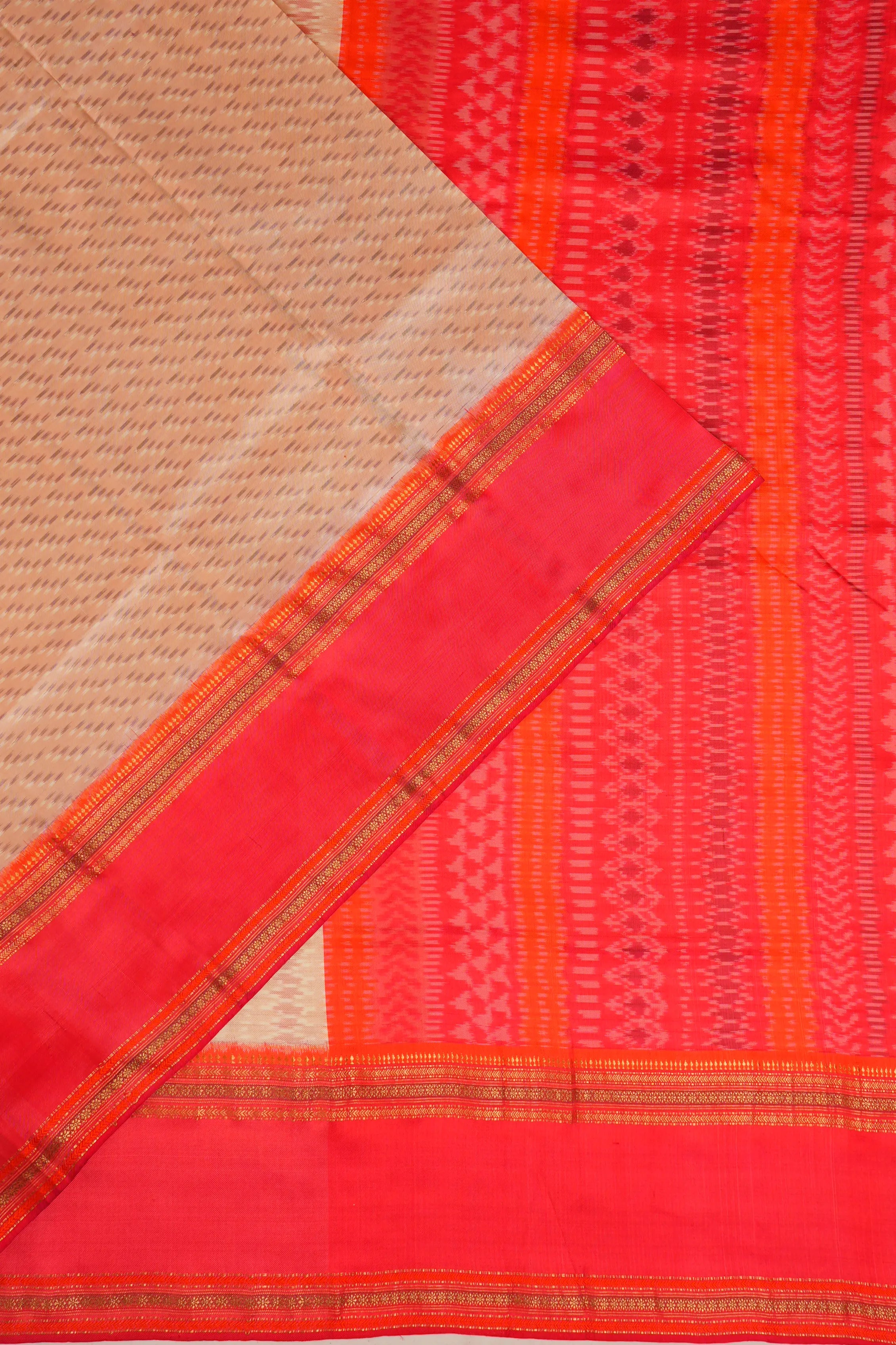 Kanchipuram Silk Ikat Cream Saree