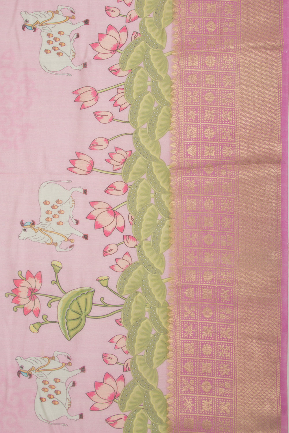 Tussar Floral Printed Pink Saree
