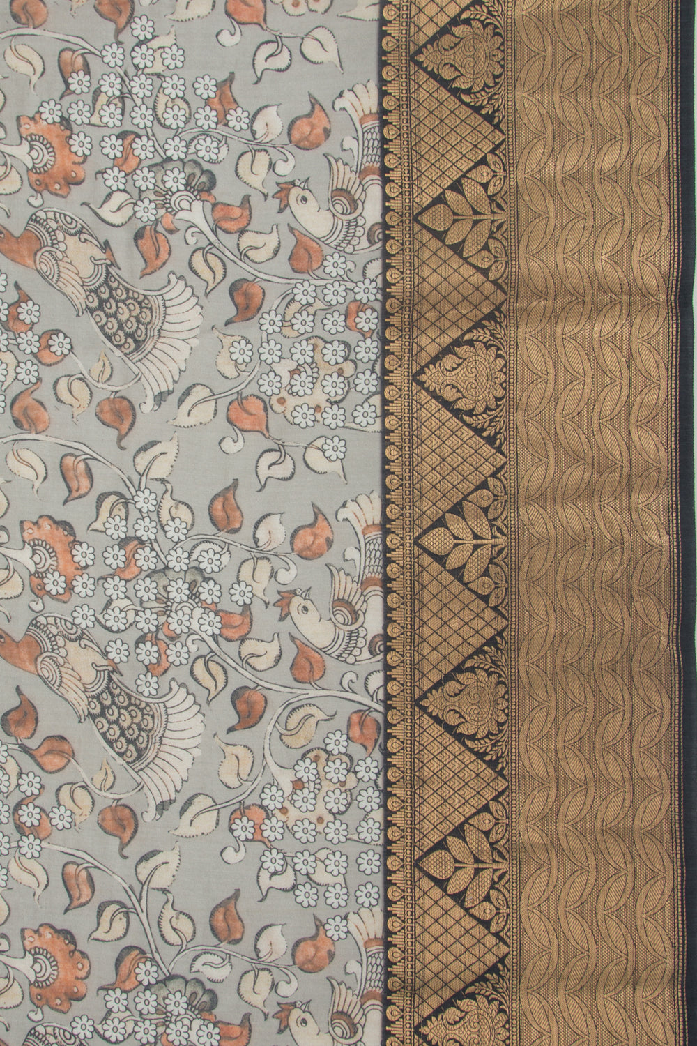 Chanderi Silk Floral Printed Grey Saree