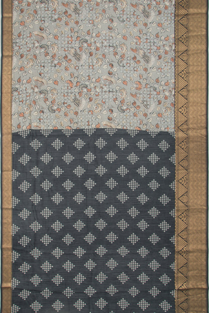 Chanderi Silk Floral Printed Grey Saree