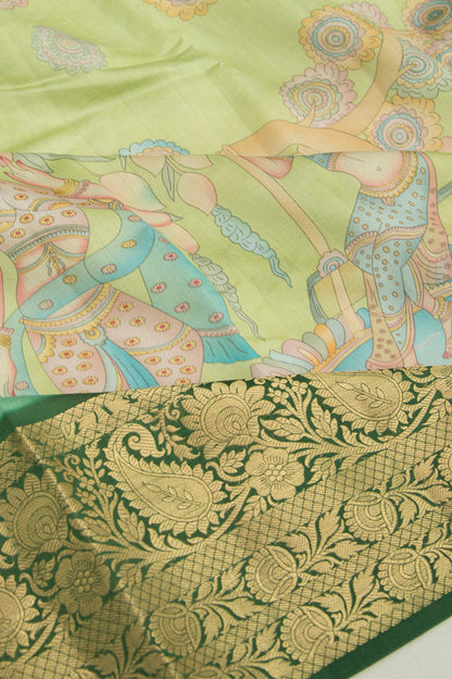 Chanderi Silk Floral Printed Green Saree