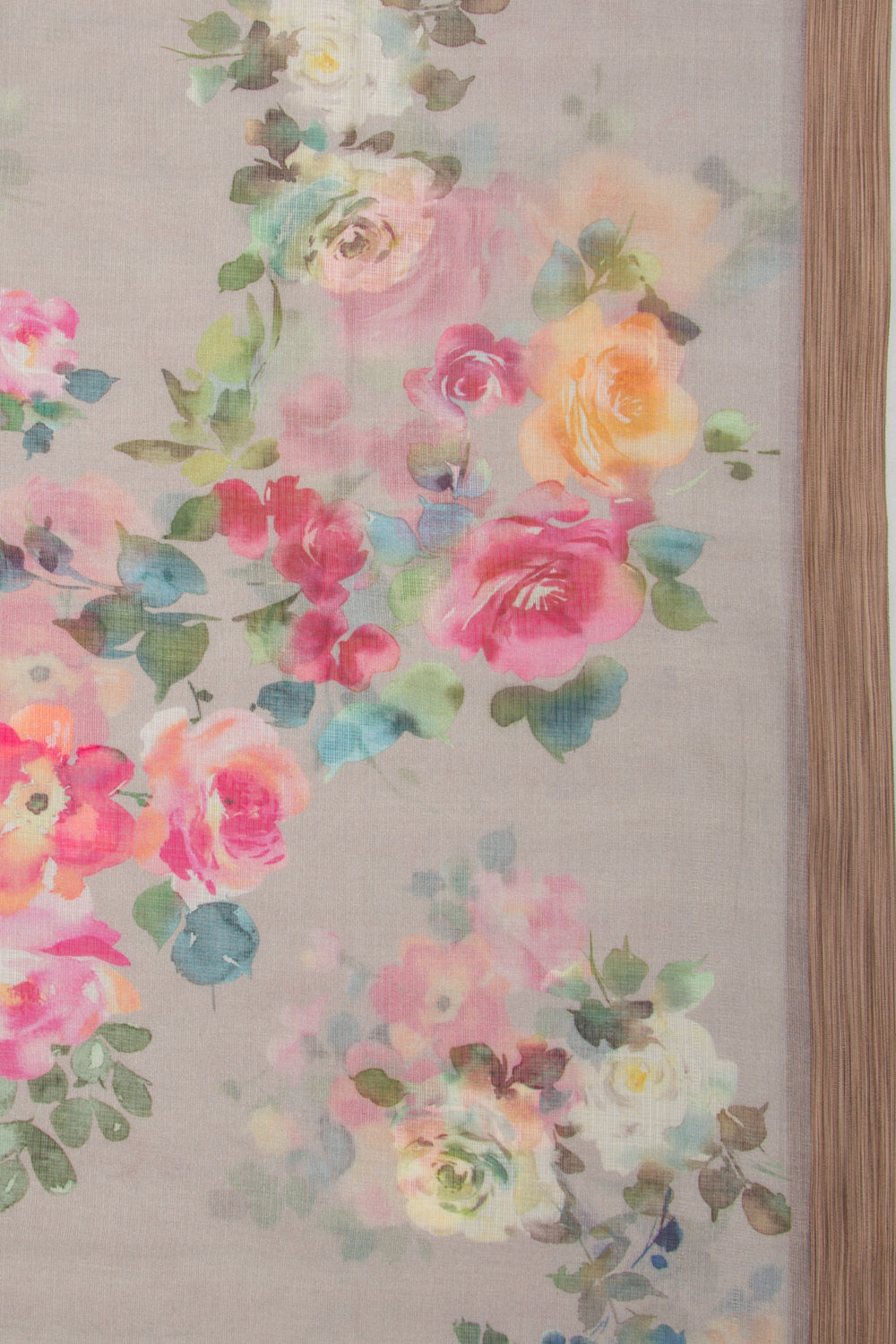 Kota Soft Silk Floral Printed Grey Saree