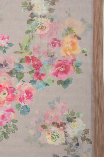 Kota Soft Silk Floral Printed Grey Saree