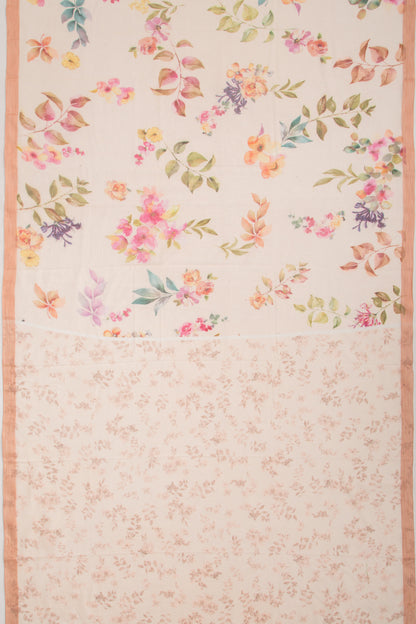 Kota Soft Silk Floral Printed Peach Saree
