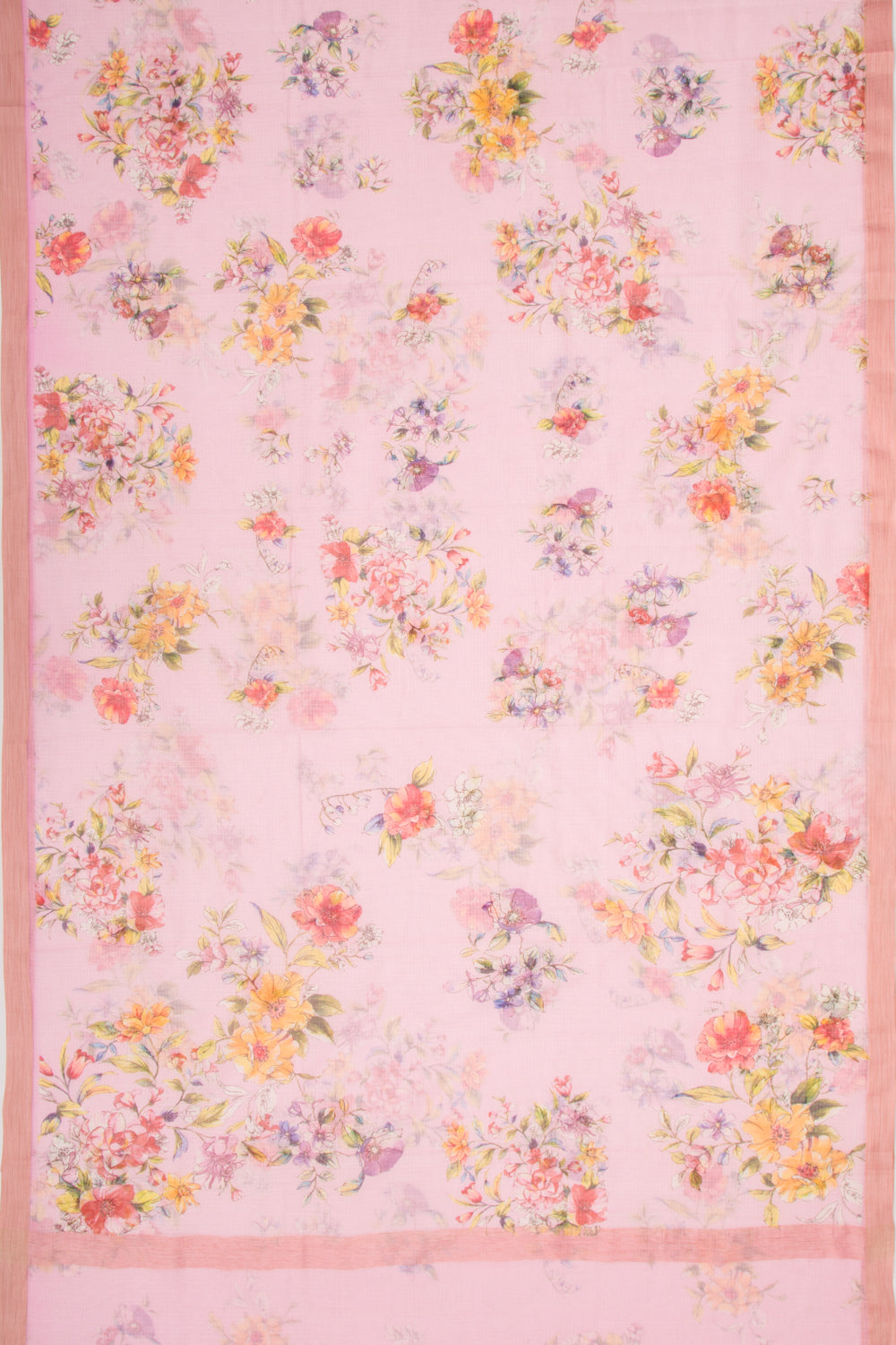 Kota Soft Silk Floral Printed Baby Pink Saree