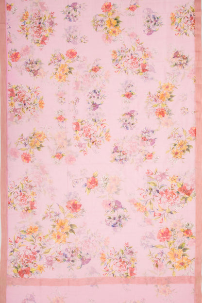 Kota Soft Silk Floral Printed Baby Pink Saree