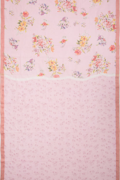 Kota Soft Silk Floral Printed Baby Pink Saree