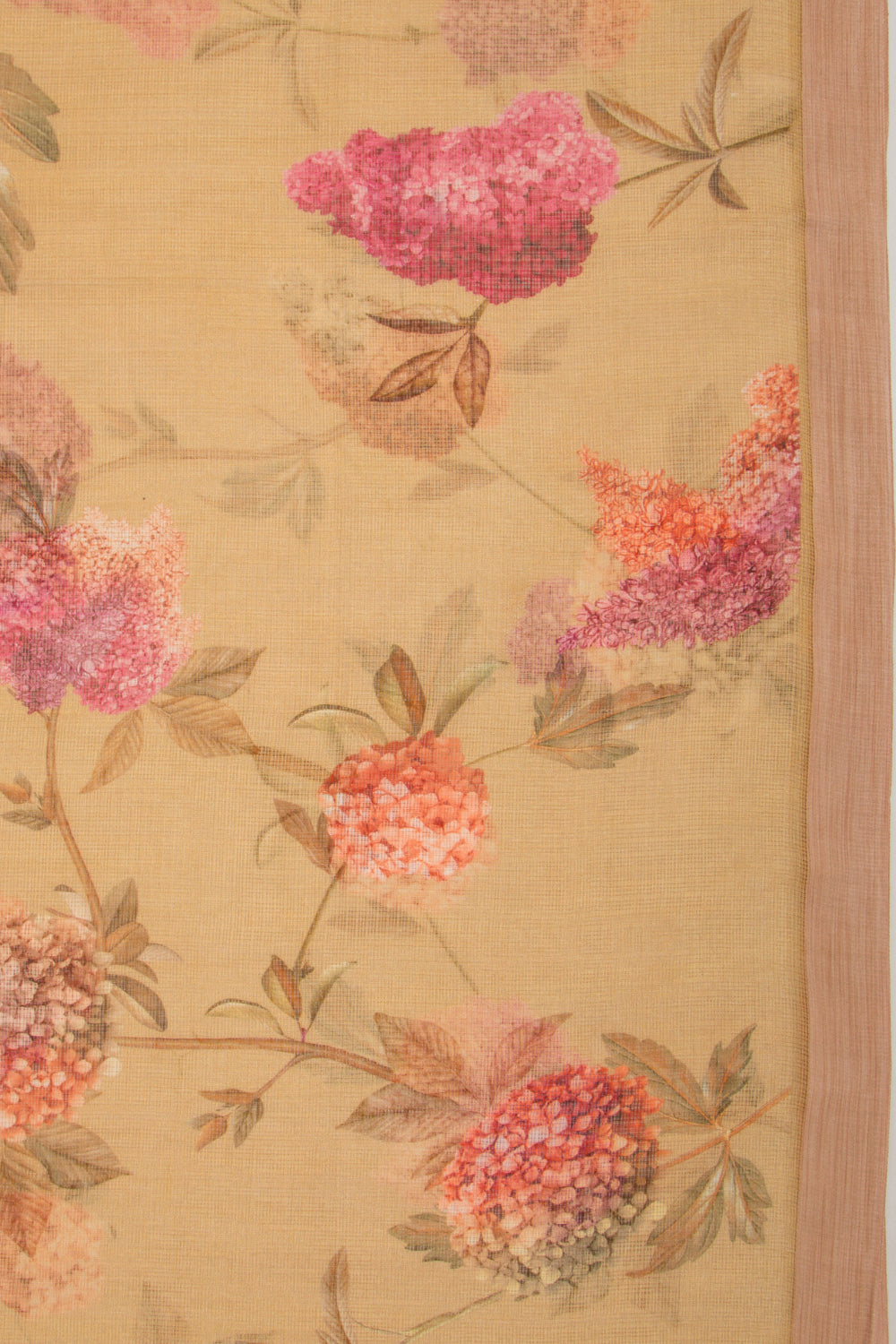 Kota Soft Silk Floral Printed Cream Saree