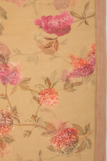 Kota Soft Silk Floral Printed Cream Saree