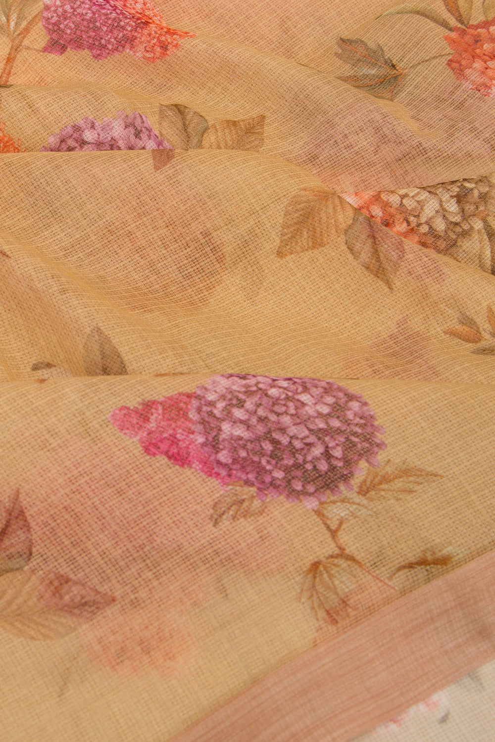 Kota Soft Silk Floral Printed Cream Saree
