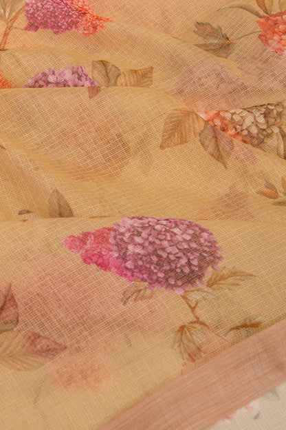 Kota Soft Silk Floral Printed Cream Saree