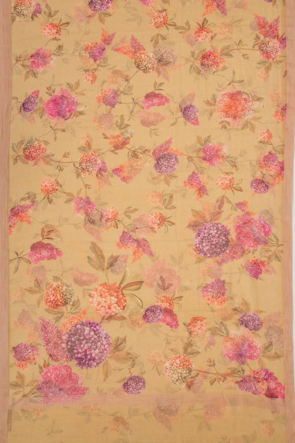 Kota Soft Silk Floral Printed Cream Saree
