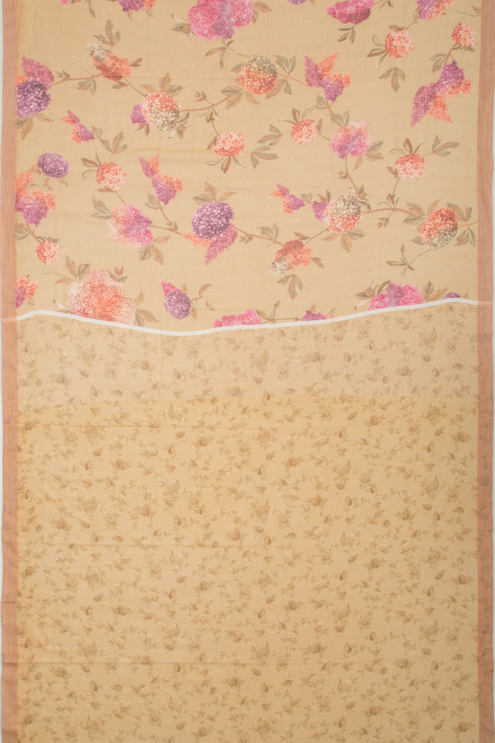 Kota Soft Silk Floral Printed Cream Saree