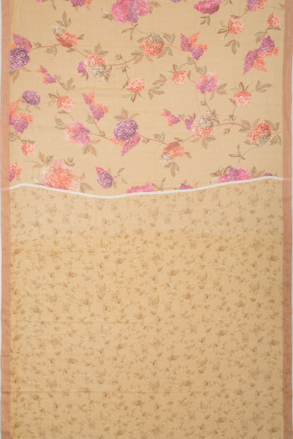 Kota Soft Silk Floral Printed Cream Saree
