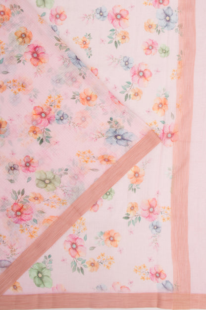 Kota Soft Silk Floral Printed Pink Saree