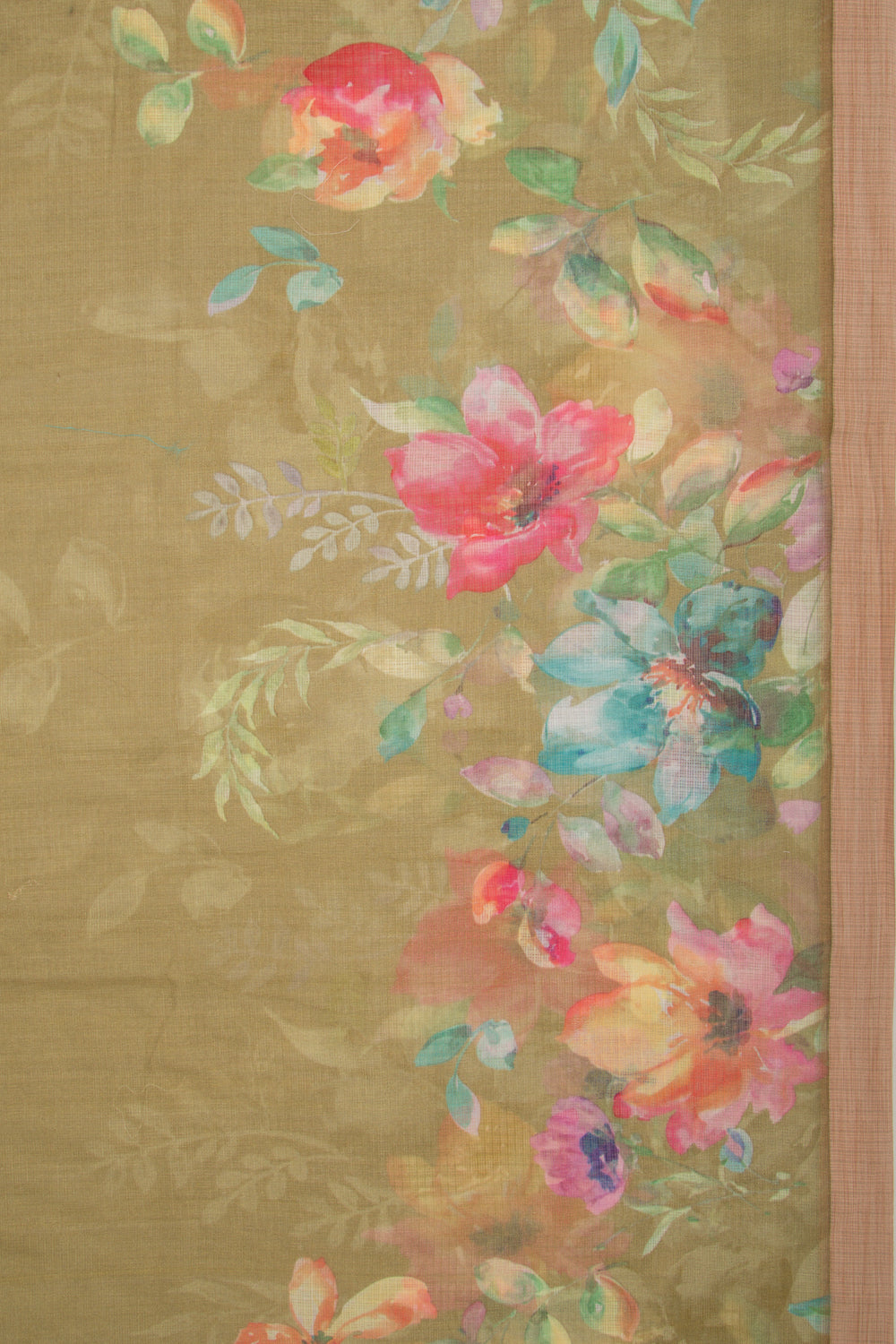 Kota Soft Silk Floral Printed Green Saree