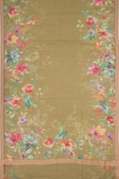 Kota Soft Silk Floral Printed Green Saree