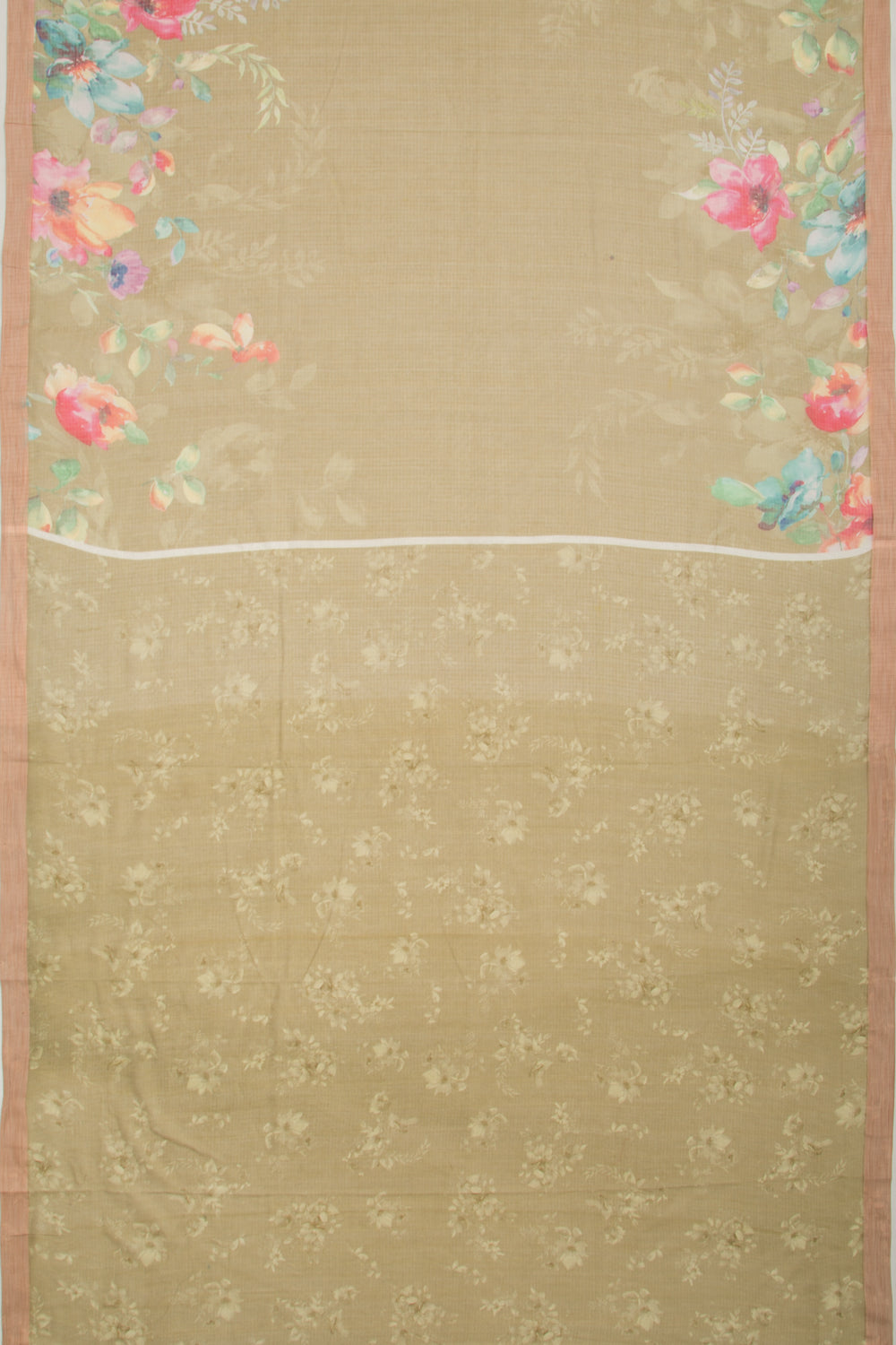 Kota Soft Silk Floral Printed Green Saree