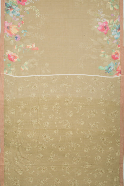 Kota Soft Silk Floral Printed Green Saree