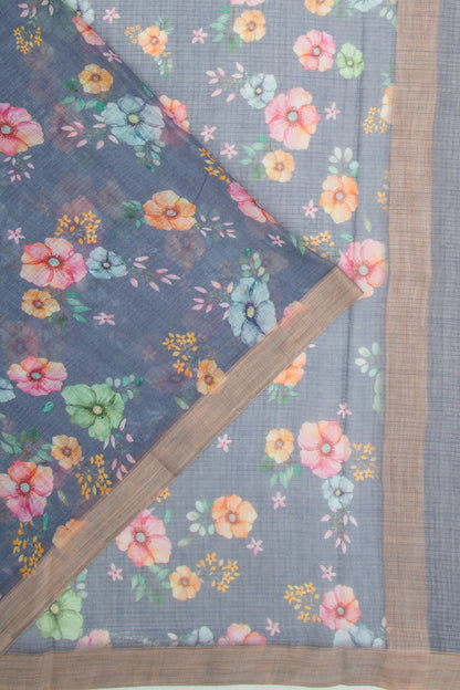 Kota Soft Silk Floral Printed Pastel Blue Saree