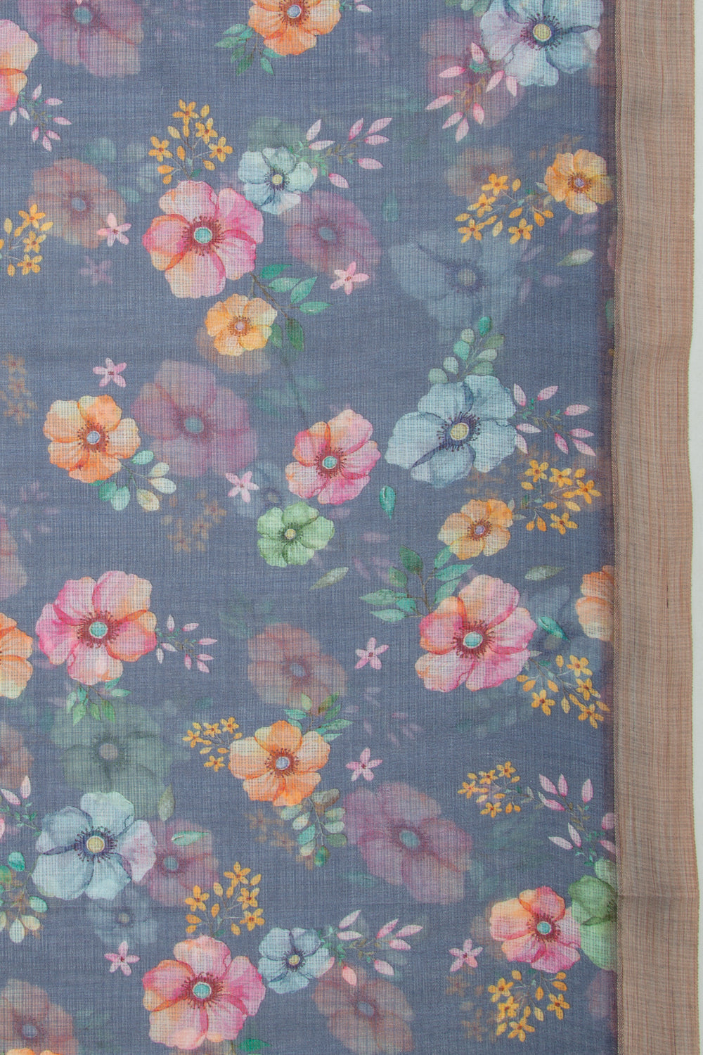 Kota Soft Silk Floral Printed Pastel Blue Saree