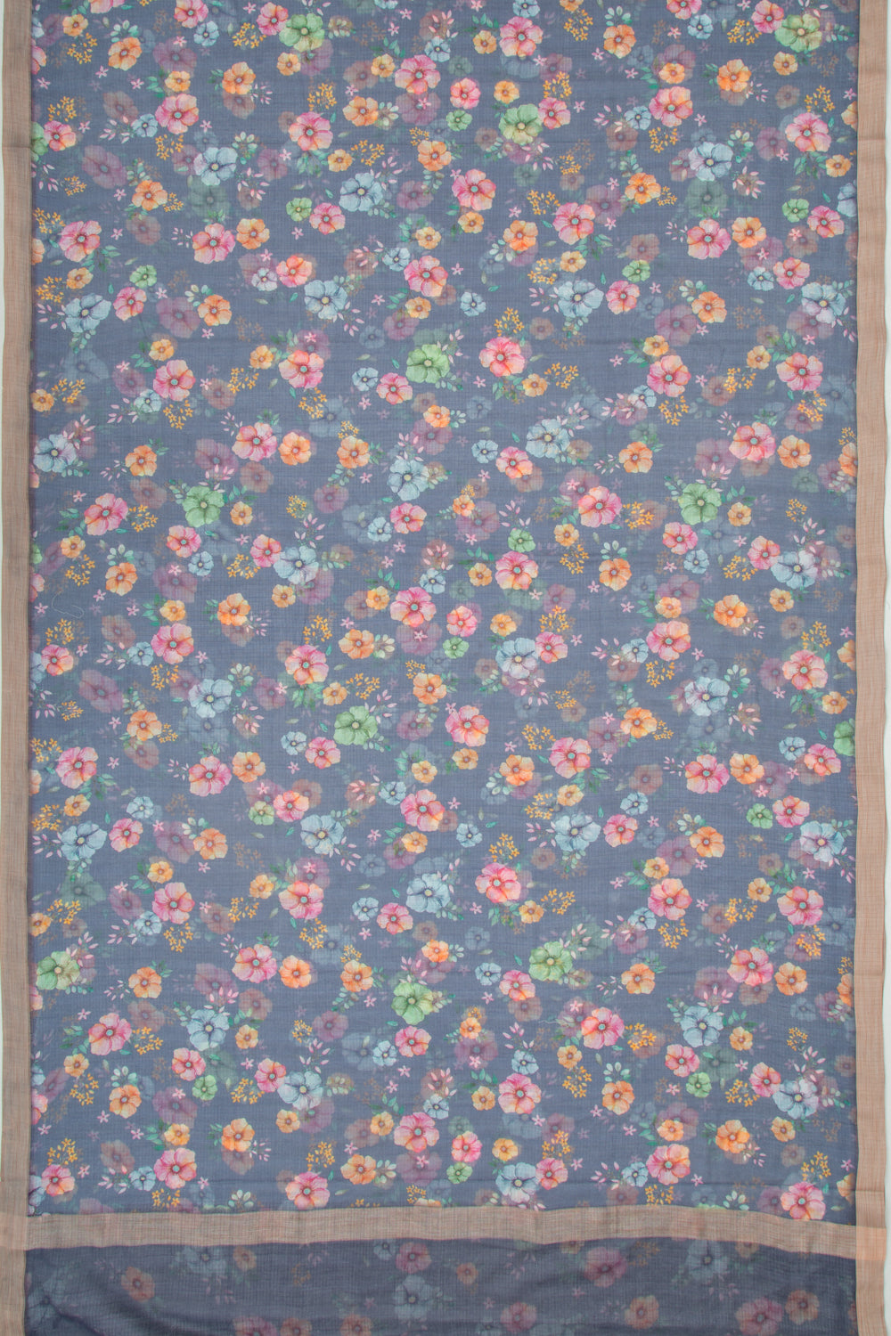 Kota Soft Silk Floral Printed Pastel Blue Saree