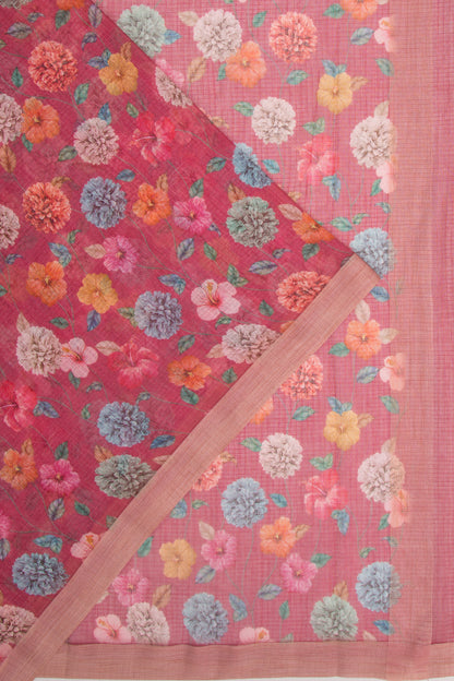 Kota Soft Silk Floral Printed Purple Saree