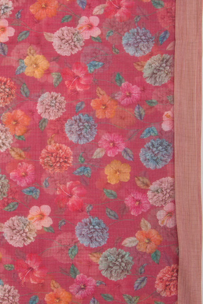 Kota Soft Silk Floral Printed Purple Saree