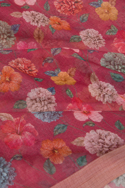 Kota Soft Silk Floral Printed Purple Saree