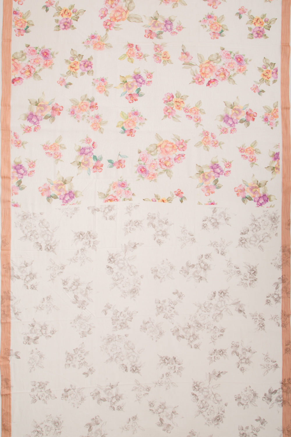Kota Soft Silk Floral Printed White Saree