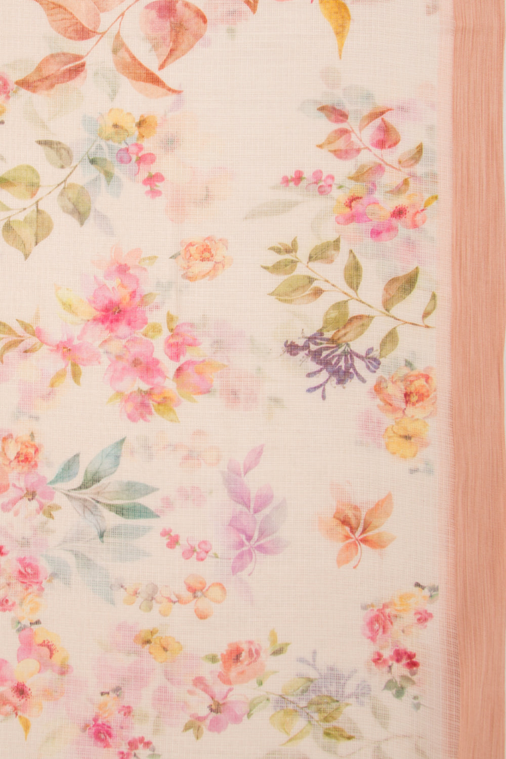 Kota Soft Silk Floral Printed Cream Saree