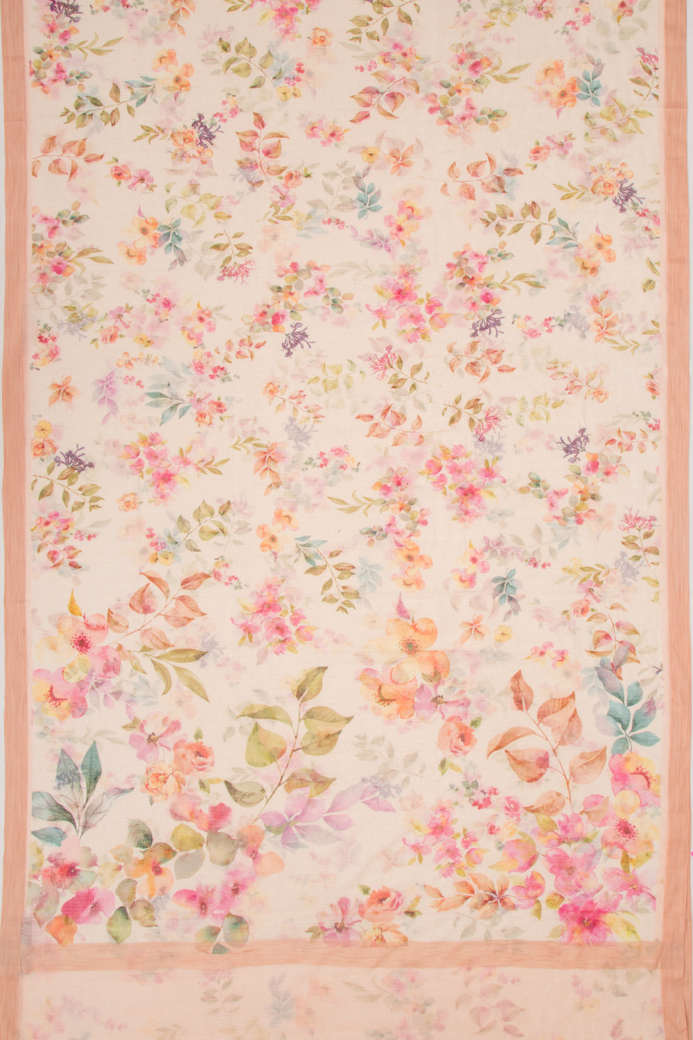 Kota Soft Silk Floral Printed Cream Saree