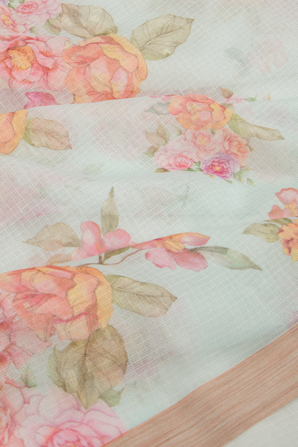Kota Soft Silk Floral Printed Sky Blue Saree