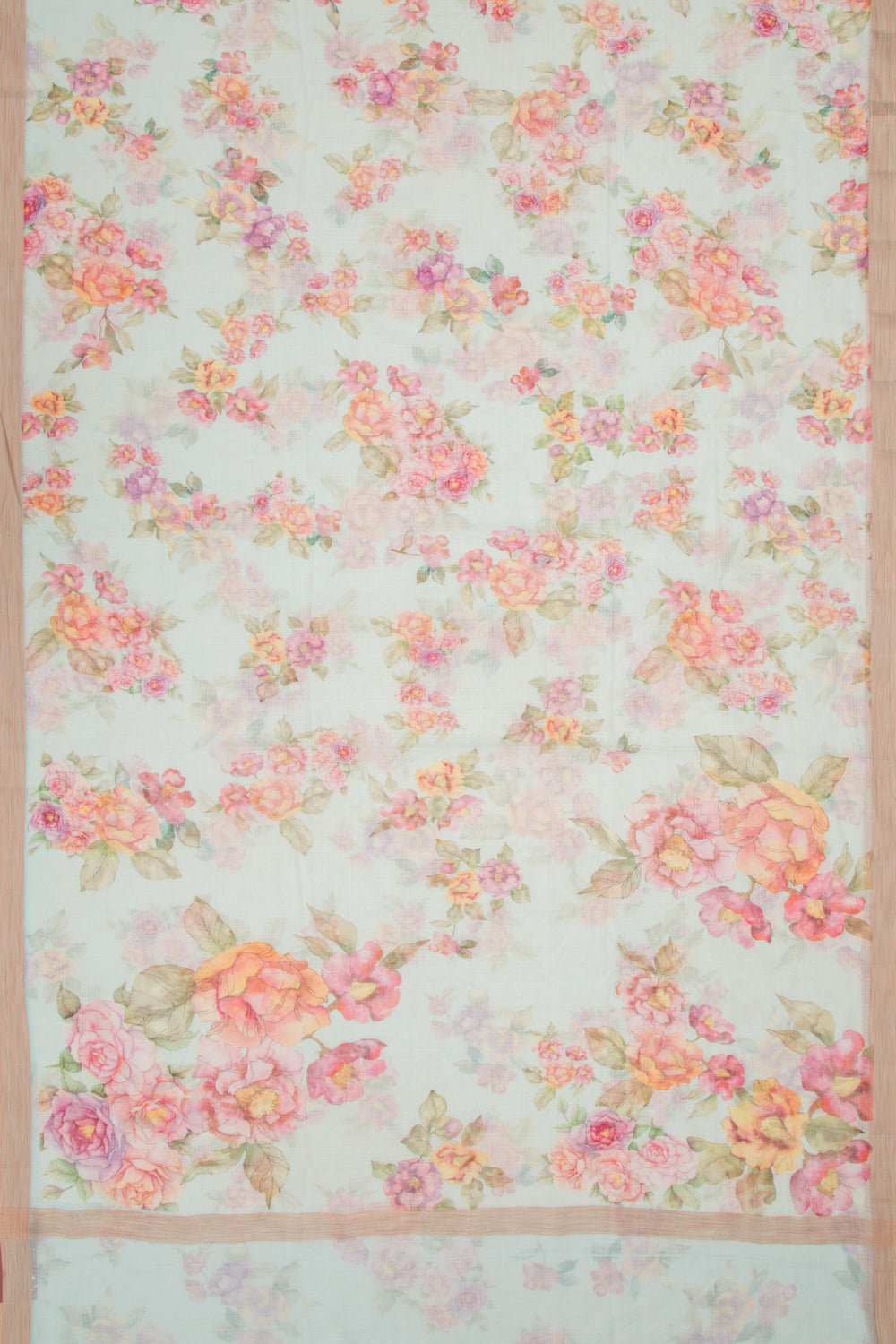 Kota Soft Silk Floral Printed Sky Blue Saree