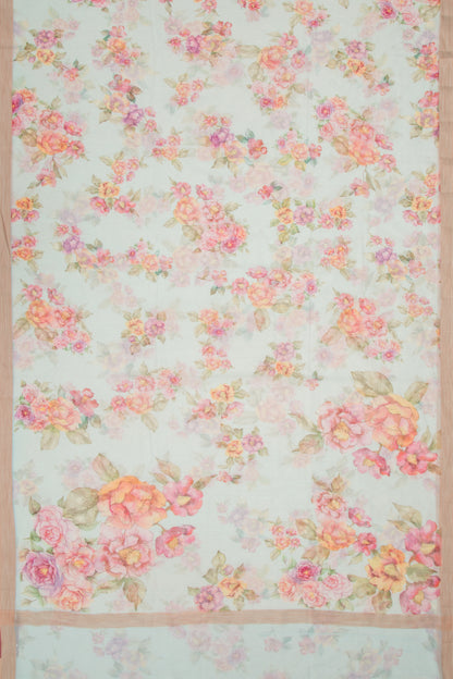 Kota Soft Silk Floral Printed Sky Blue Saree