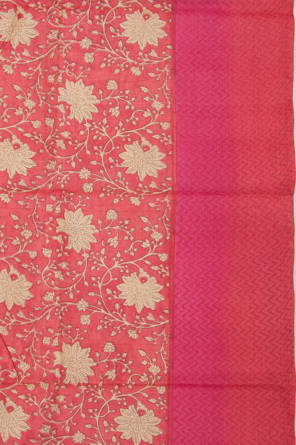 Tussar Floral Printed Pink Saree