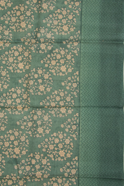 Tussar Floral Printed Green Saree